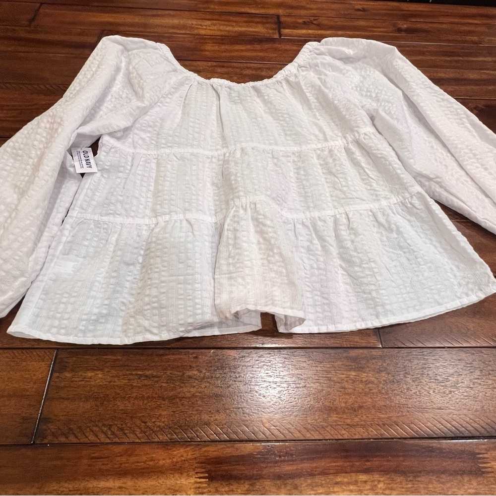 Old Navy White Textured Blouse